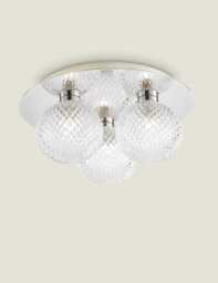 Laura Ashley Prague Faceted Glass Flush Ceiling Light Silver