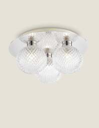 Laura Ashley Prague Faceted Glass Flush Ceiling Light Silver