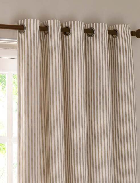 YARD Hebden Striped Blackout Eyelet Curtains Natural Mix