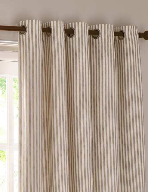 YARD Hebden Striped Blackout Eyelet Curtains Natural Mix