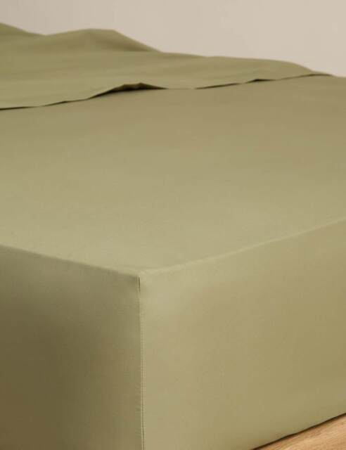 M&S Egyptian Cotton 230 Thread Count Crisp Fitted Sheet Fern