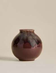 M&S Small Reactive Rounded Ceramic Vase Purple
