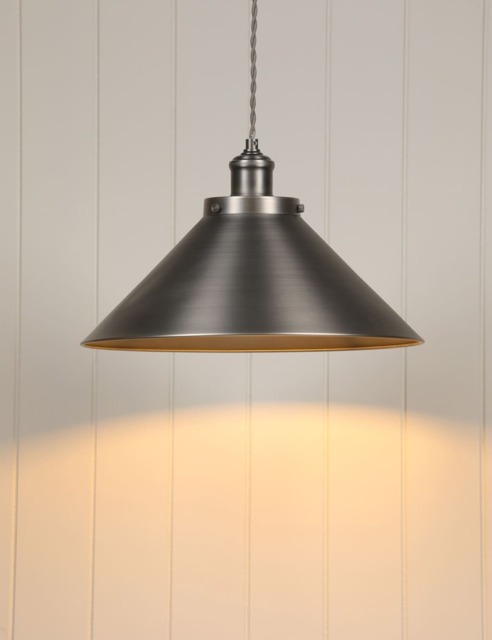 Laura Ashley Rufus Metal Cone Pendant Light Silver