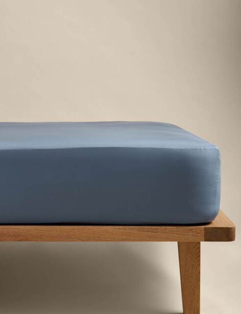 M&S Stay Cool Lyocell Rich Fitted Sheet Slate Blue