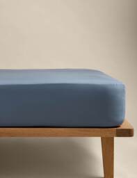 M&S Stay Cool Lyocell Rich Fitted Sheet Slate Blue