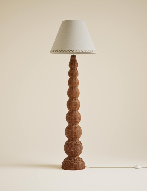M&S Wicker Graduated Base Floor Lamp Brown