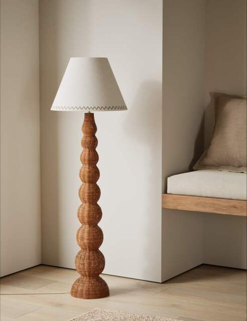 M&S Wicker Graduated Base Floor Lamp Brown