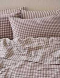 Piglet In Bed Linen Rich Gingham Pillowcase Set Light Pink Mix