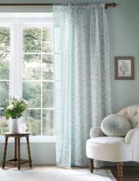 Laura Ashley Shepherds Purse Sheer Voile Curtains Light Blue Mix