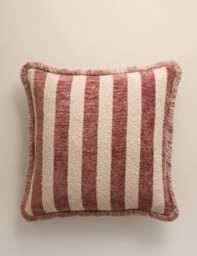 M&S Fringed Chenille Stripe Cushion Cover Spice