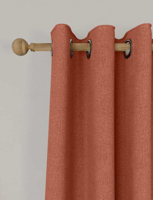 M&S Brushed Eyelet Blackout Thermal Curtains Terracotta