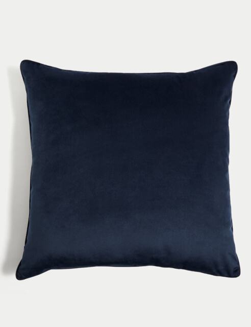 M&S Velvet Piped Large Cushion Navy
