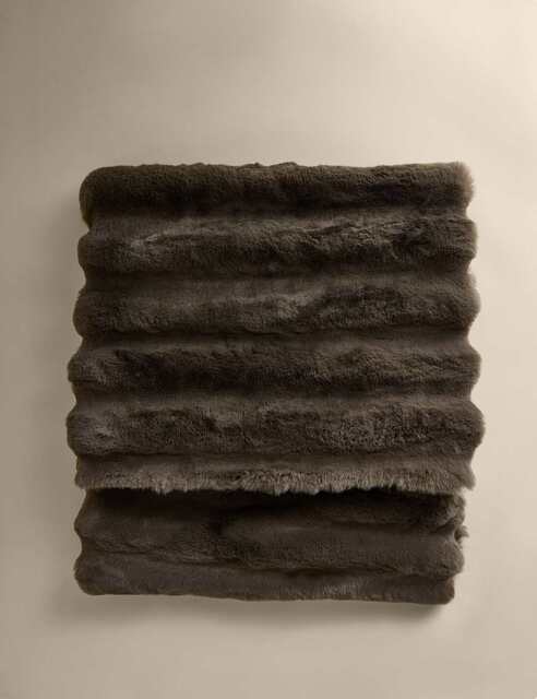 M&S Ribbed Chunky Adult Throw Khaki