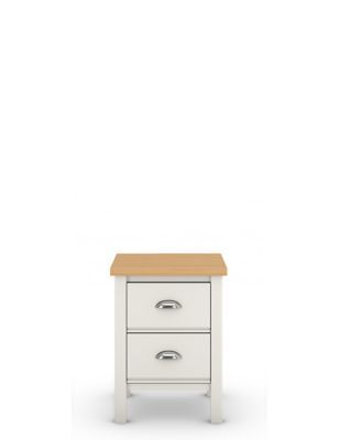 M&S Padstow 2 Drawer Bedside Table - Ivory, Ivory