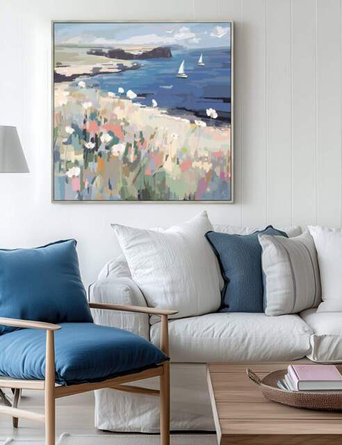 Gallery Direct On the Breeze Square Framed Canvas Multi
