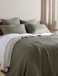 Bedfolk Pure Cotton Reversible Extra Large Throw Grey