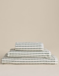 M&S Pure Cotton Spotty Striped Towel Smokey Green