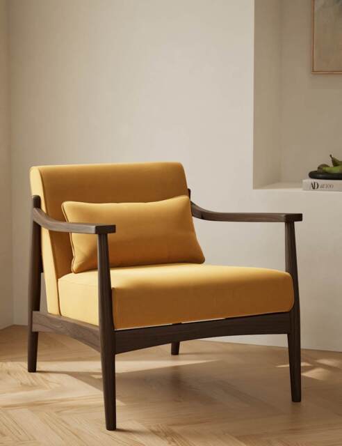 Gallery Direct Sherwood Dark Oak Velvet Accent Chair Gold