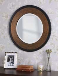 Laura Ashley Cara Wooden Round Wall Mirror Brown