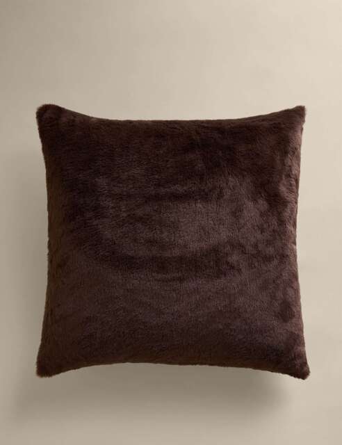 M&S Velvet Supersoft Cushion Chocolate