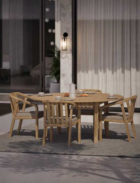 Royalcraft Maris 4 Seater Garden Dining Table and Chairs Natural