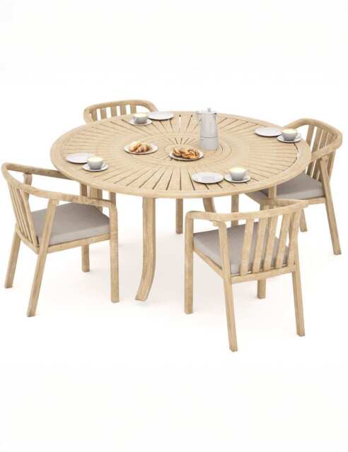 Royalcraft Maris 4 Seater Garden Dining Table and Chairs Natural