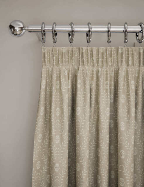 M&S Collection Pure Cotton Leaf Pencil Pleat Curtains - NAR54 - Natural Mix, Natural Mix