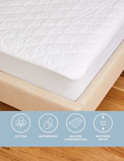 Sleep Solutions Quilted Waterproof Extra Deep Mattress Protector White