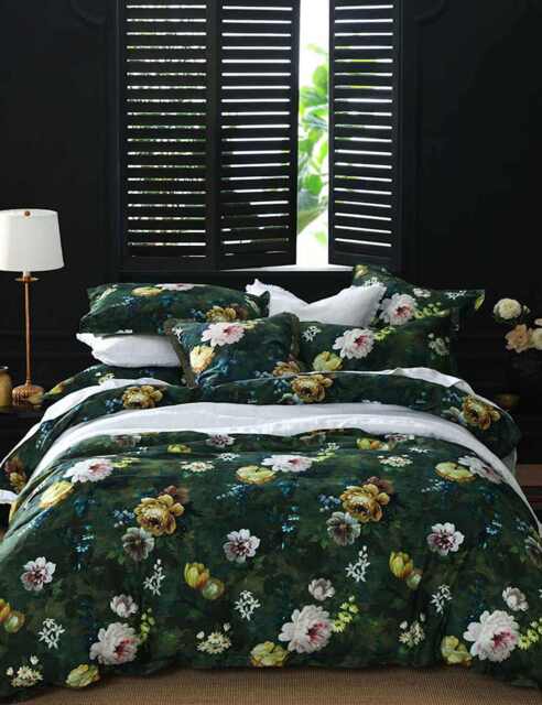 MM Linen Pure Cotton Lorenza Reversible Bedding Set Green Mix
