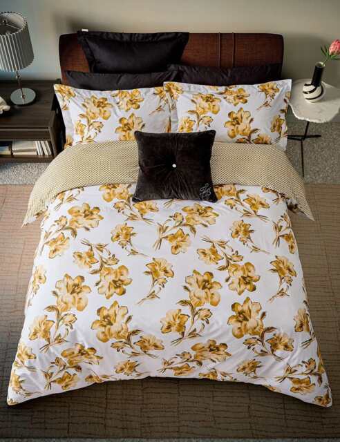 Ted Baker Pure Cotton Midnight Garden Bedding Set Yellow Mix