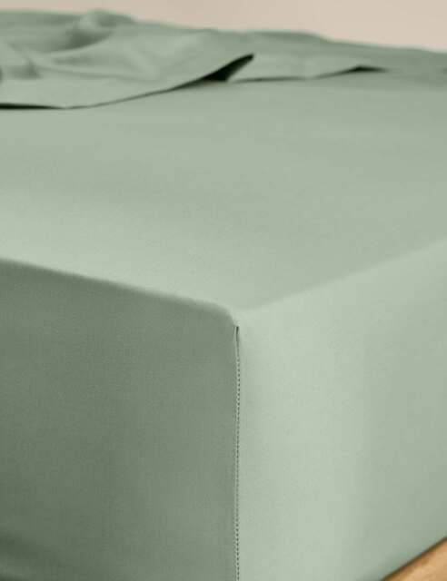 M&S Egyptian Cotton 400 Thread Count Silky StayPut Fitted Sheet Sage