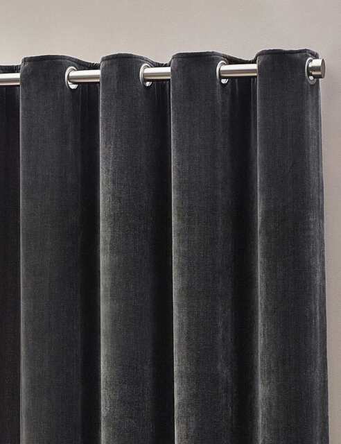 YARD Chenille Velvet Eyelet Curtains Charcoal