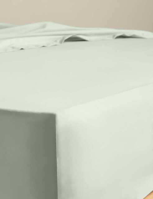 M&S Egyptian Cotton 230 Thread Count Crisp Deeper Fitted Sheet Sage