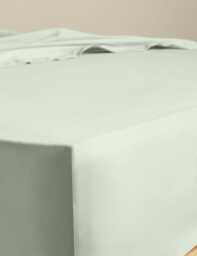 M&S Egyptian Cotton 230 Thread Count Crisp Deeper Fitted Sheet Sage