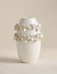 M&S Petal Ceramic Vase Soft White
