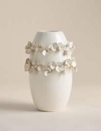 M&S Petal Ceramic Vase Soft White