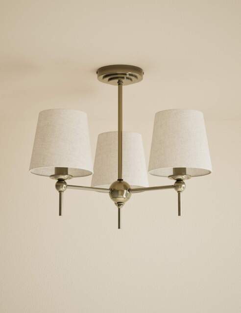 M&S Blair Flush Ceiling Light Antique Brass