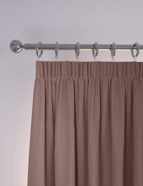 M&S Velvet Pencil Pleat Curtains Soft Pink
