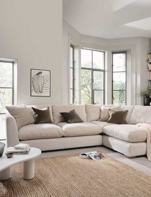 BARKER AND STONEHOUSE Palmer Textured Chenille Right Hand Corner Sofa Neutral