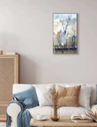 Gallery Direct Silver Birch Blues Rectangle Framed Canvas Blue Mix