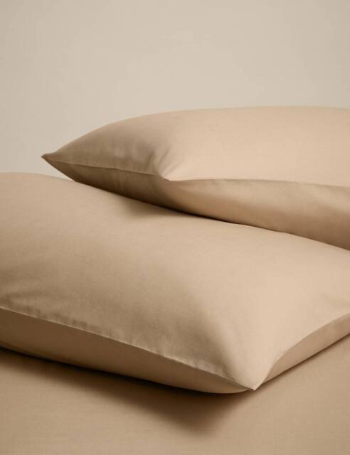 M&S 2 Pack Cotton Rich Pillowcases Biscuit