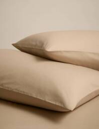 M&S 2 Pack Cotton Rich Pillowcases Biscuit