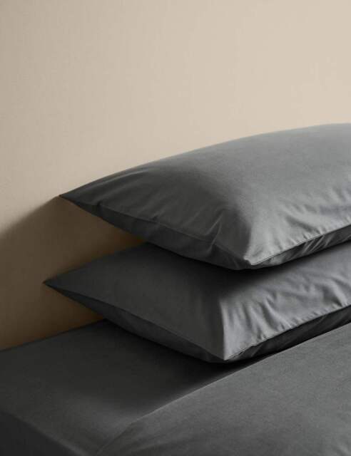 M&S 2 Pack Body Sensor™ Pure Cotton Pillowcases Charcoal