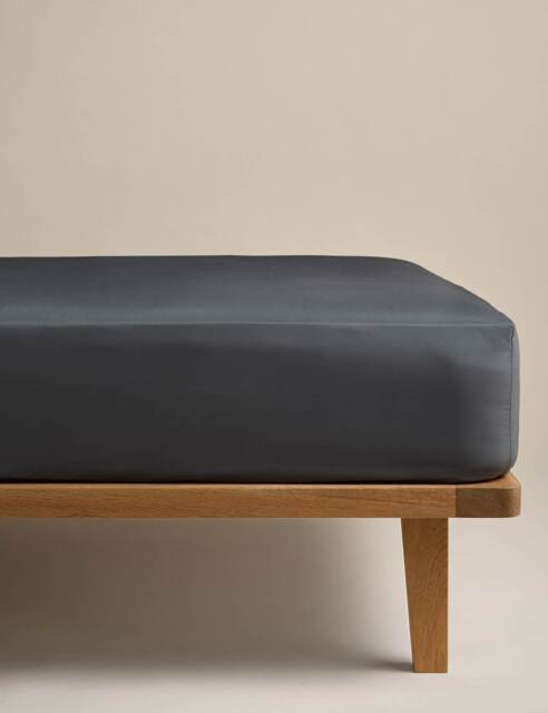 M&S Egyptian Cotton 230 Thread Count Crisp Fitted Sheet Charcoal