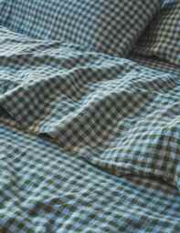 Piglet In Bed Pure Linen Gingham Flat Sheet Multi