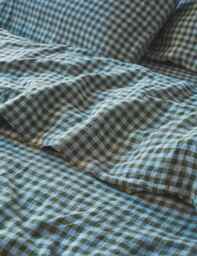 Piglet In Bed Pure Linen Gingham Flat Sheet Multi