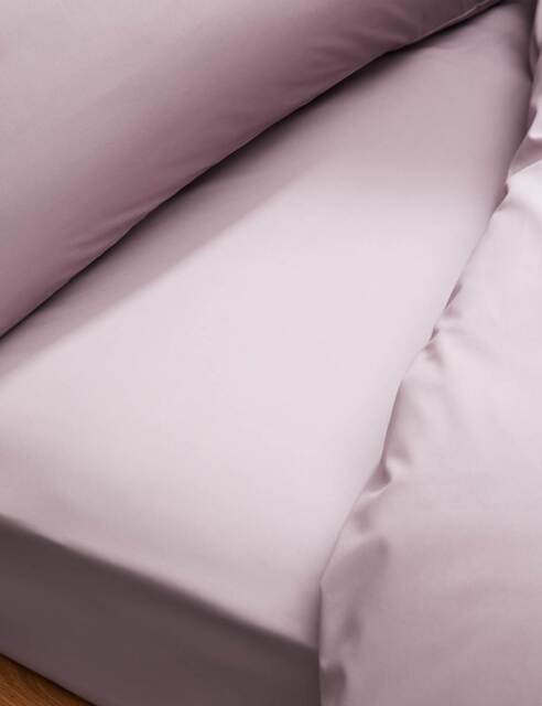 M&S Egyptian Cotton 230 Thread Count Crisp Extra Deep Fitted Sheet Dusted Pink