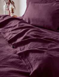 Piglet In Bed Pure Linen Flat Sheet Purple