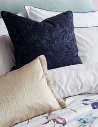 Laura Ashley Velvet Barley Embossed Cushion Navy