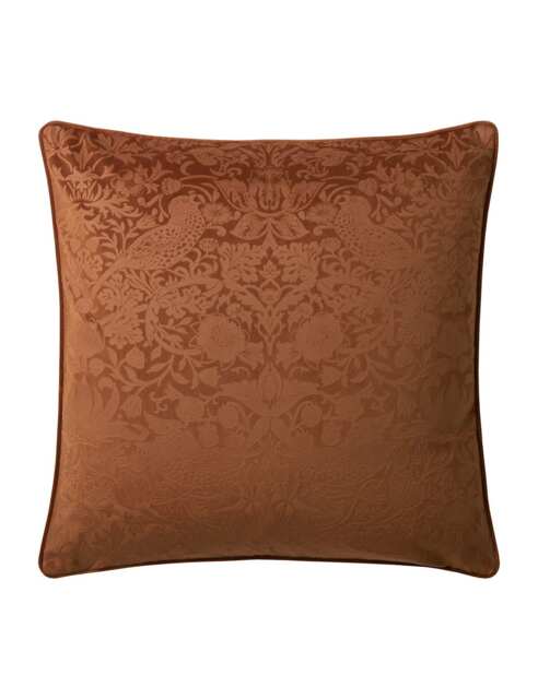 William Morris At Home Velvet Strawberry Thief Cushion Orange